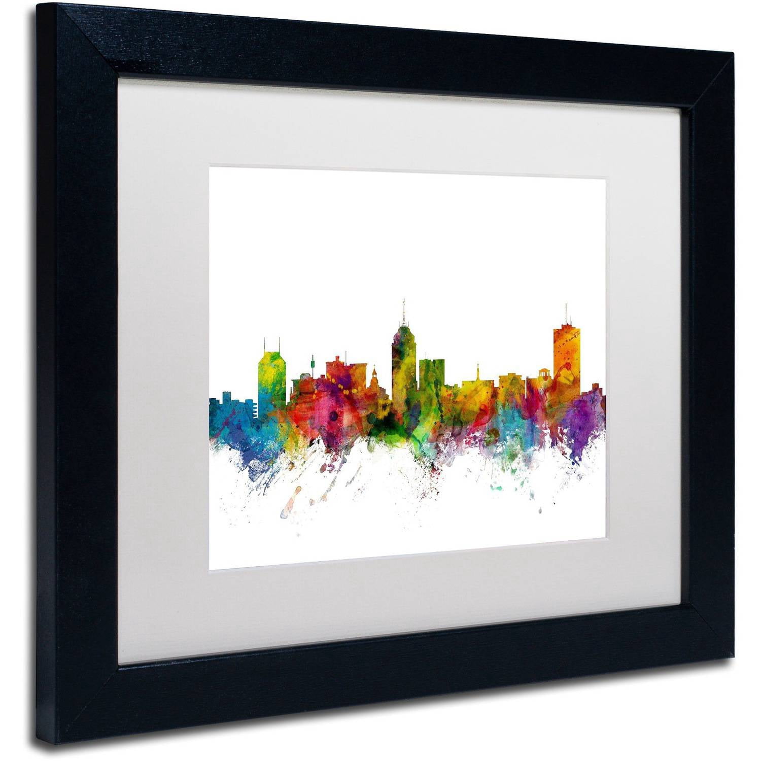 Trademark Fine Art 'Fresno California Skyline' Canvas Art by Michael Tompsett, White Matte, Black Frame