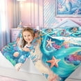 thumbnail image 3 of meiyoeat Dreamy Black Mermaid Coral Queen Bedding for Girls, Sun Wave Starfish Shell Marine Bedding Comforter Set Queen, Blue, Colorful Star Reversible, 7 Pieces, 3 of 6