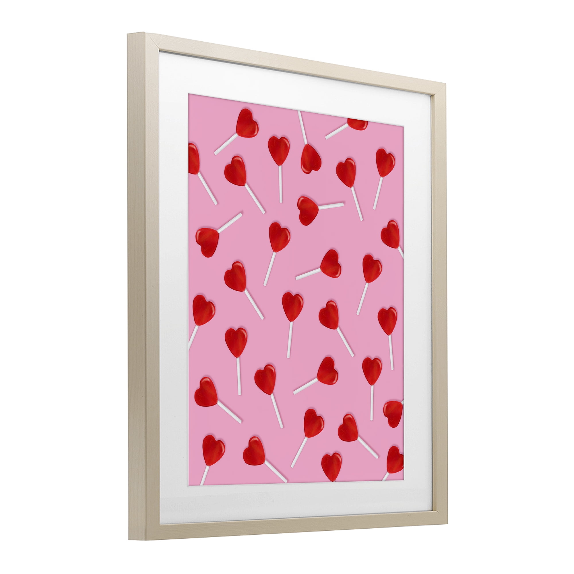 Stupell Industries Heart Lollipop Pattern Birch Framed Print Under Glass, design by LISH Creative
