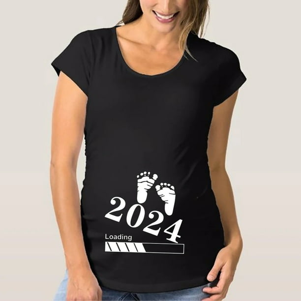 LNGOOR T-shirt de Maternité Imprimé Bébé Loading 2024 Vêtements de