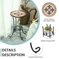 thumbnail image 3 of Round Brown & White Mosaic Side Table with Lower Storage Shelf,Outdoor Accent Table, Patio End Table for Garden, Balcony, Living Room & Coffee Corner, 3 of 9