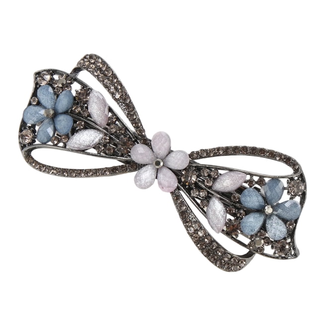 Accesorios Únicos 1 Pc Pinzas para el Cabello con Flor y Lazo en Gris y Rosa