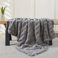 thumbnail image 4 of Home Soft Things Shaggy Wavy Faux Fur Throw Blanket with Micromink Back, Luxury Soft Cozy Plush Fluffy Fuzzy Reversible Thick Warm Throw Blanket, 50x60 inches, Grey, 4 of 11