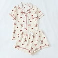 thumbnail image 2 of FASHOFT Cute Pj Bow Pajamas for Women Set 2 Piece Button Up Short Sleeve Nightwear Soft Lounge Valentines Day Sleepwear Watermelon Red M, 2 of 2