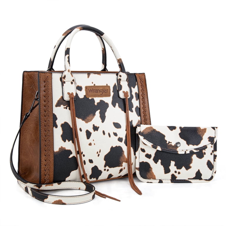 Montana West Wrangler Tote Bag, Western Cowhide, Brown photo 1