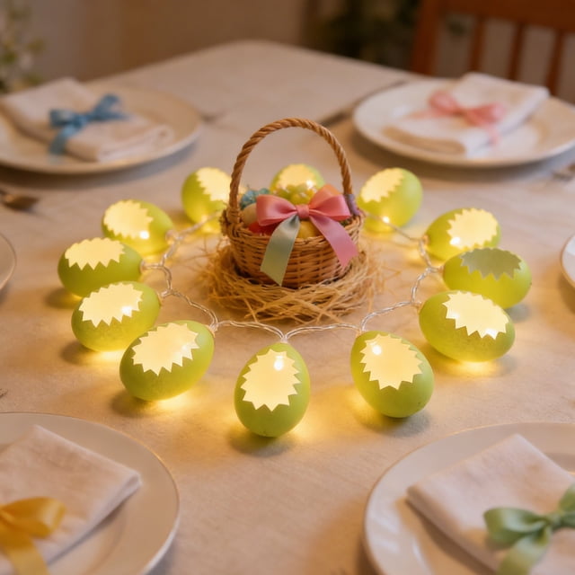 Easter Egg String Lights | Green Broken Egg Shell Lights | Battery-Powered Holiday Decor for Home, Kids Room, Spring & Easter Party Decorations