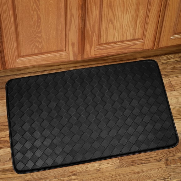 Memory Foam Anti Fatigue Kitchen Floor Mat Rug 30 x 18 - Diamond Black