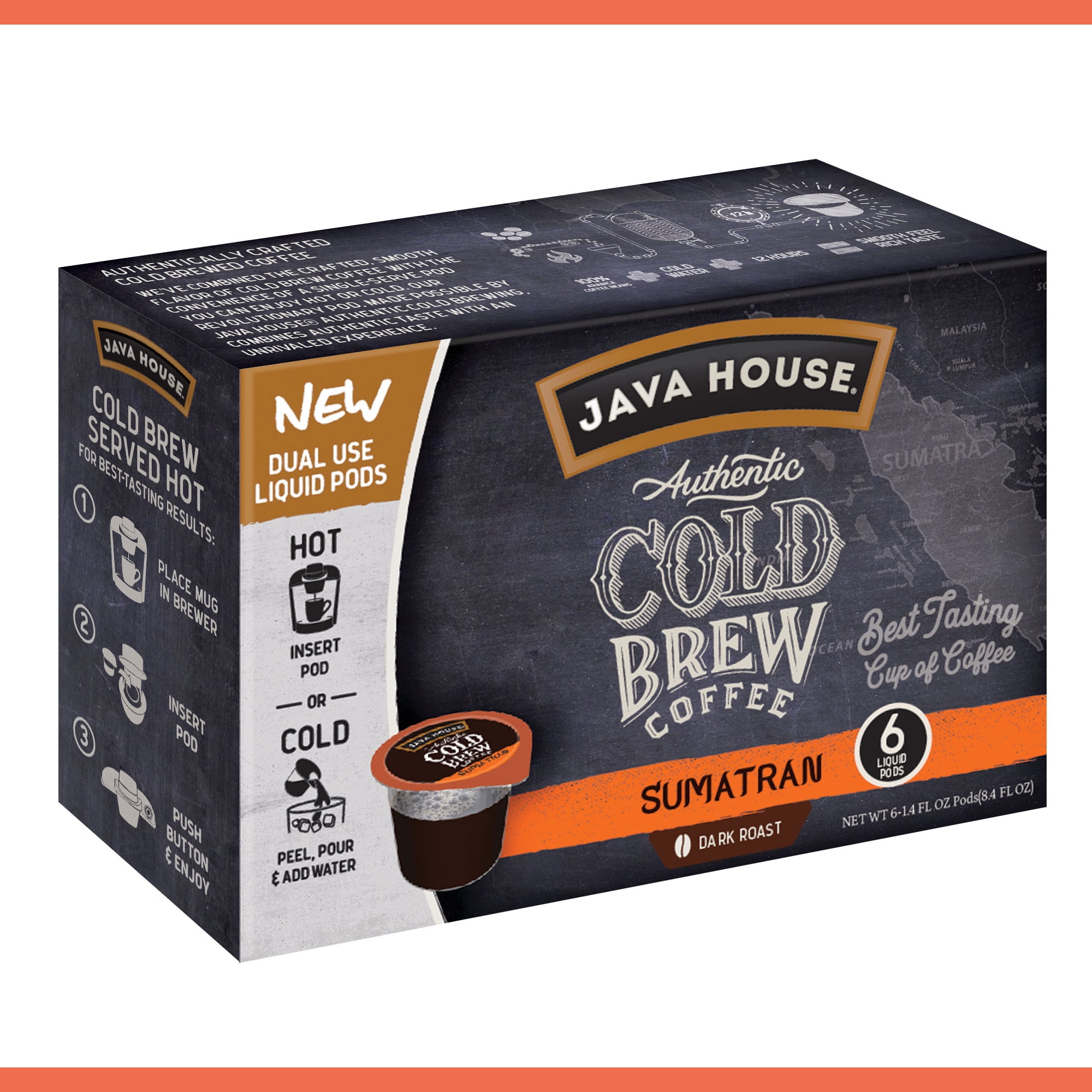 Java House Cold Brew Coffee Pods, Sumatran, 6 Count