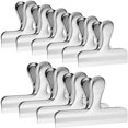 thumbnail image 1 of Clips de acero inoxidable para bolsas de virutas, abrazaderas resistentes de 4,75 pulgadas de ancho para resellar bolsas de alimentos para embalaje de café, hogar, paquete plateado de 6, 1 of 6