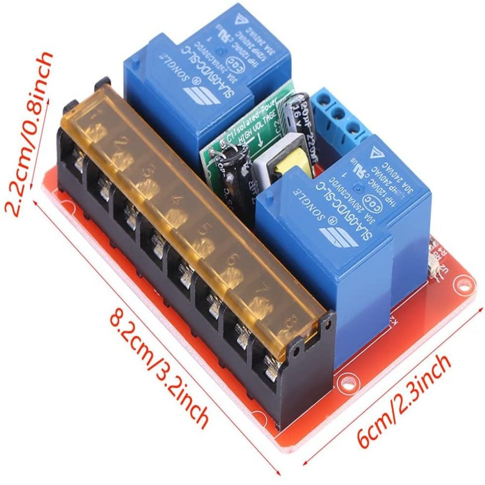 Keyren Trigger Control Relay AC100V-250V 30A High Power 2-Channel Relay DC5V High-Low Level Trigger Switch Module