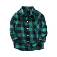 thumbnail image 2 of Otqutp Girl Boy Fashion Blouse Kids Little Boys Girls Baby Red Plaid Flannel Shirt Jacket Long Sleeve Button Down Flannel Shirt Plaid Pocket Front Tops (Green-A,12-18 Months), 2 of 7
