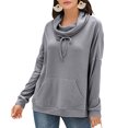 thumbnail image 4 of Sudadera con cordón y manga larga en color gris, talla M Sudadera informal con capucha y bolsillos para mujer, 4 of 6