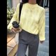 thumbnail image 5 of Suéter Informal de Larga para Mujer, Jersey de Punto Acanalado, Holgado, con Cuello Redondo y Cable, para Otoño. Amarillo M, 5 of 7