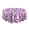 thumbnail image 5 of Pink Butterfly Purple Wing Pattern Round Tablecloth 60"x60",Wrinkle Wipeable Table Cloth for Kitchen Dining Room Picnic Patio Party, 5 of 6