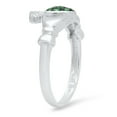 thumbnail image 2 of Solid .925 Sterling Silver Emerald Green Cubic Zirconia Claddagh Ring, Size 9, 2 of 6