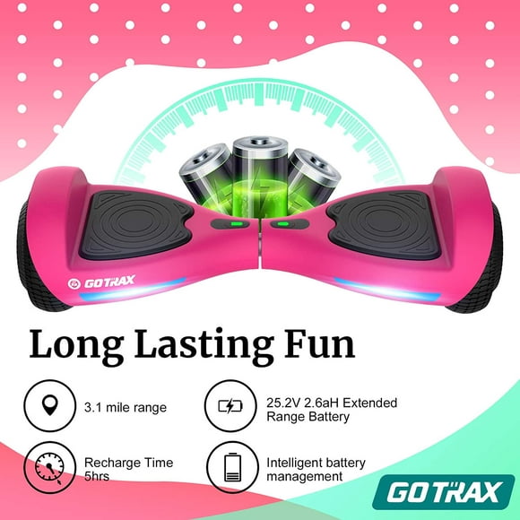 GOTRAX FX3 Hoverboard with LED 6.5 inch Wheels, UL2272 Certified, 65.52Wh Big Capacity Lithium-Ion Battery, Dual 200W Motor up to 10km/h(Pink)