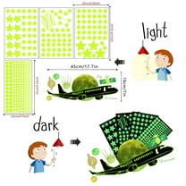 SLYNSHome Glow in The Dark Stickers for Ceiling,Luminous Stars Moon and Aircraft Wall Stickers,Beautiful Wall Decals for Kids Room,Beautiful Wall Decals for Kids Gift