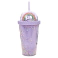 thumbnail image 1 of Botella de agua Advancent duradera con taza de plástico y paja elegante en color morado pálido, 1 of 6