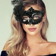 thumbnail image 5 of Unique Bargains 1 Pc Ostrich Feather Half Face Party Mask for Masquerade Party Black, 5 of 5