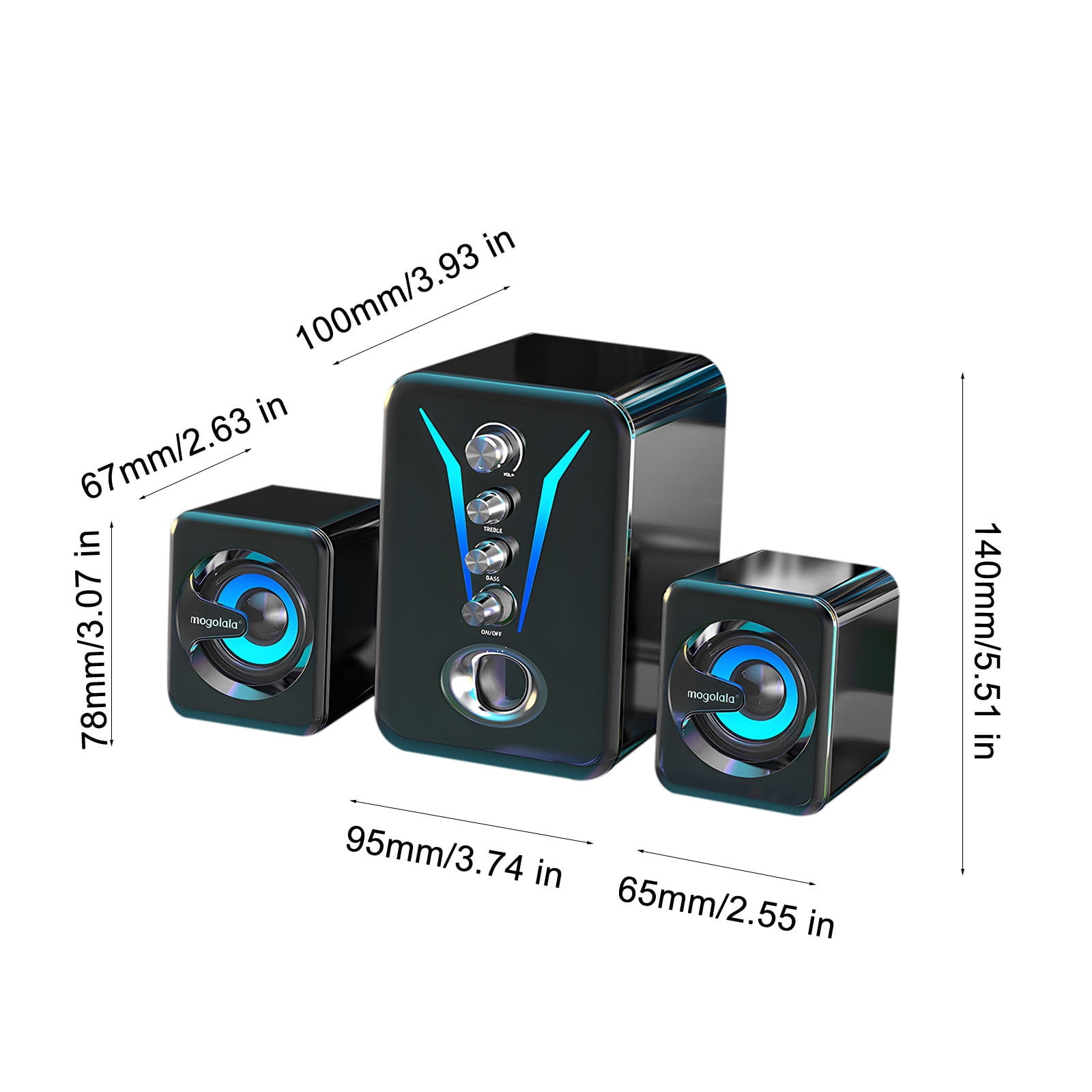 Kcavykas Desktop Laptop Speaker High Sound Quality High Volume Heavy Subwoofer Wired Connection Bluetooth Speaker with Bright Light for Indoor/Outdoor Holiday Gift Finder