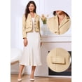 thumbnail image 2 of DARING DIVA Women's Vintage Notched Lapel Long Sleeve Cropped Blazer L Apricot, 2 of 6