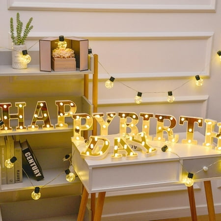 

LED Letter Lights Sign Light Up Letters Sign for Night Light Wedding/Birthday Party Battery Powered Christmas Lamp Home Bar Decoration(D)