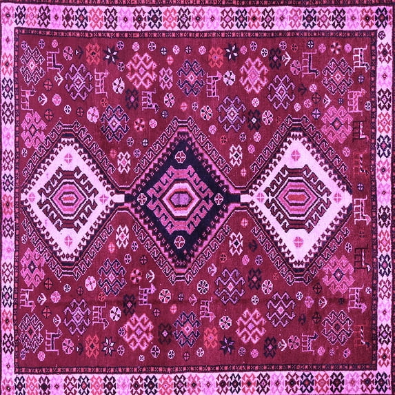 Ahgly Company Machine Washable Indoor Square Persian Purple Traditional Area Rugs, 4' Square