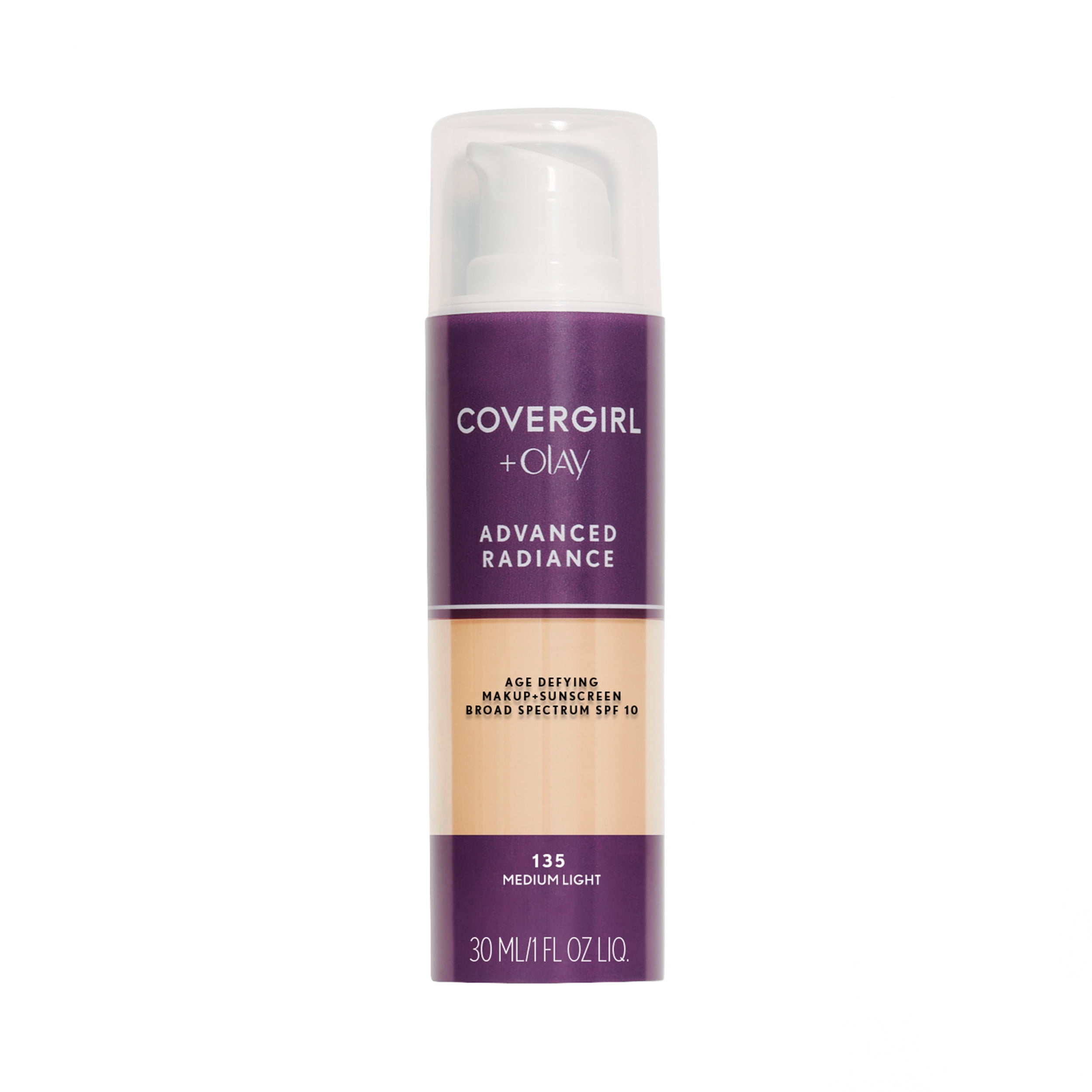 (2 pack) COVERGIRL Advanced Radiance Age-Defying Liquid Foundation, 135 Medium Light, 1 fl oz, Anti-Aging