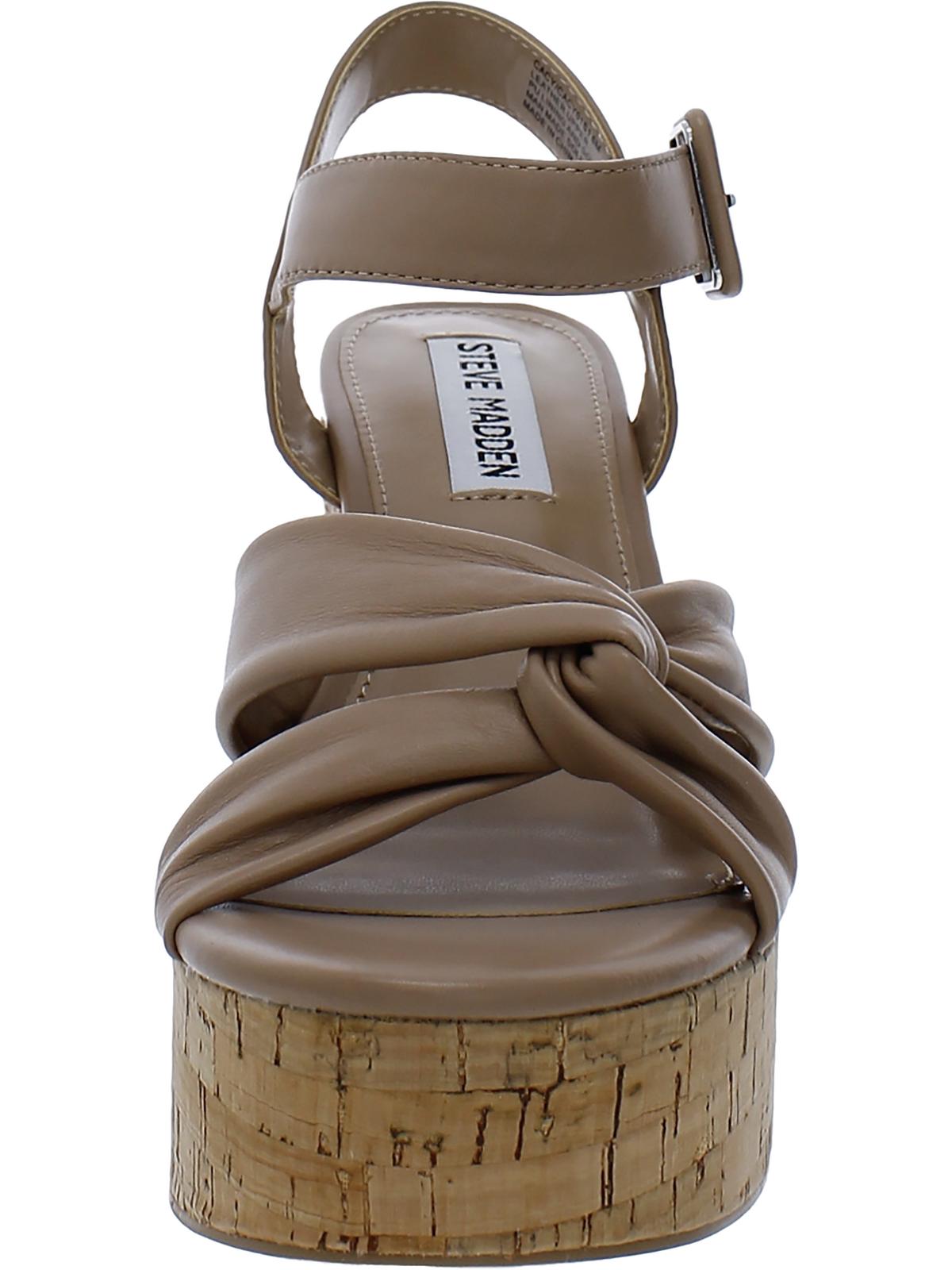 Steve Madden Womens Cacy Leather Ankle Strap Platform