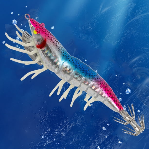Señuelo De Pesca De Calamar Cebos biónicos para camarones, señuelo de pesca fluorescente de 11,5 cm para pesca nocturna en agua dulce