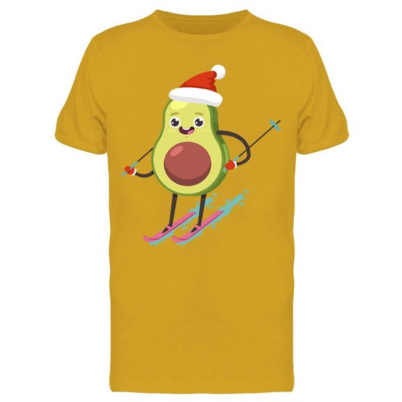 Skiing, Cartoon Of Avocado Tee Men's -Image by Shutterstock
