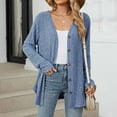 thumbnail image 6 of ZyeKqe Women's Long Sleeve Cardigan Open Front Button down Ribbed Knit Lightweight Outerwear with Pocket, 6 of 8