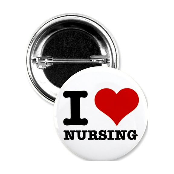 25 Pack - I Love "Heart" Nursing Pinback Button Badges - 1.5 Inch