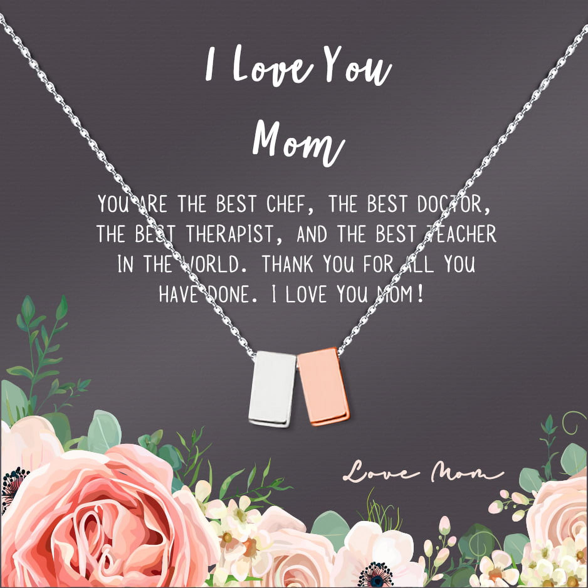 Mother Daughter Necklace - Two Rose Gold Infinity Cube Necklaces, Mothers Day Jewelry Birthday Gift with Gift Box and Box [Silver Rose Gold Cube, No-Personalized Card]
