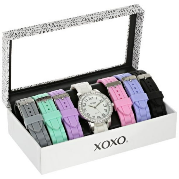 XOXO xoxo women's analog watch with silvertone case, crystalinset