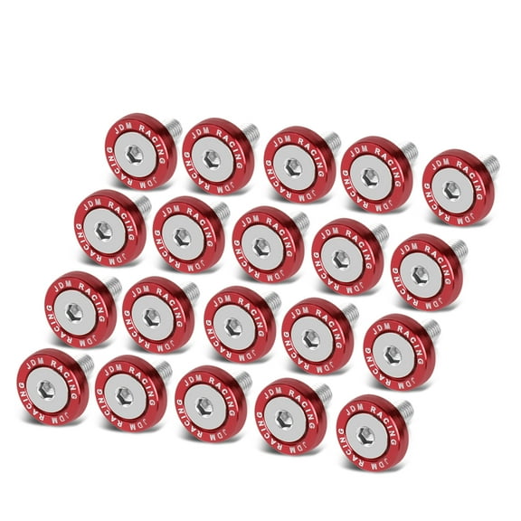 DNA Motoring PT-ZTL-9051-RD 20 Pcs 20mm Anodized Aluminum Fender Washers Screws Dress Up Kit fits M6 X 1.0 Thread Bolt Hole Red
