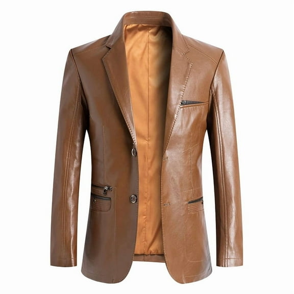 Elegant Beautiful Brown 100% Genuine Lambskin Leather Lightweight Soft Satin lining with comforatble to carry Blazer for Men - XS Size