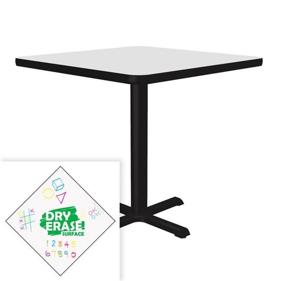 Correll SXT30DES-80-98-39 30 in. X-Base Dry Erase High Pressure Laminate Cafe & Breakroom Table with Stamped Steel Base - Frosty White - Square