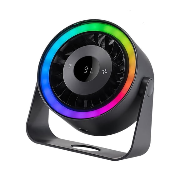 ZELVINN USB Desktop Circulating Fan 5 Levels Speed Control Wall Fan Air Coolers with Colorful Light