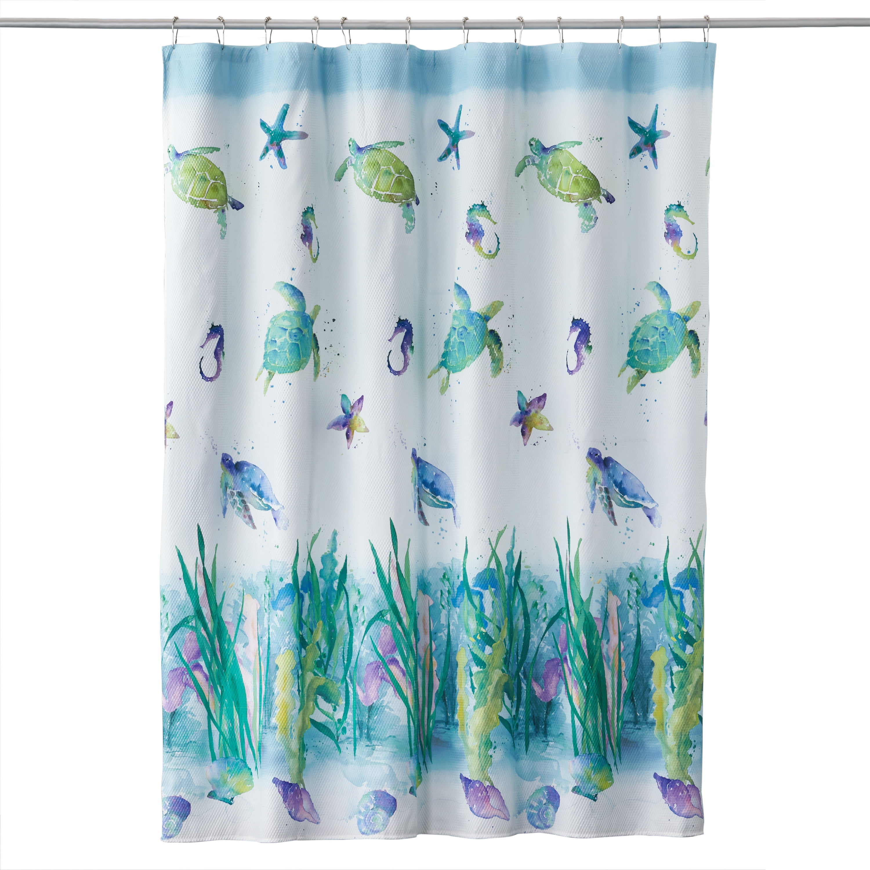 MAINSTAYS* WATERCOLOR SEA TURTLE SHOWER CURTAIN HOOKS * SET OF 12