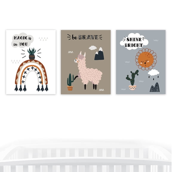 Koyal Wholesale Scandinavian Hello Llama Kids Wall Art Collection, Magic