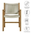 thumbnail image 3 of Dining Side Chair Armchair, Set of 2, Natural Brown, Teak Wood, Outdoor Patio Balcony Cafe Bistro Garden Hospitality Restaurant, Modern Contemporary, HB37066, 3 of 10