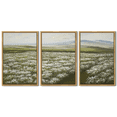 thumbnail image 5 of Drsoum Large 24x36in3pcs Natural Framed Vintage Wall Art Rustic Meadow Sea of Wildflower Field Landscape Painting Retro Floral Scenery Farmhouse Living Room Living Room Decor, 5 of 6