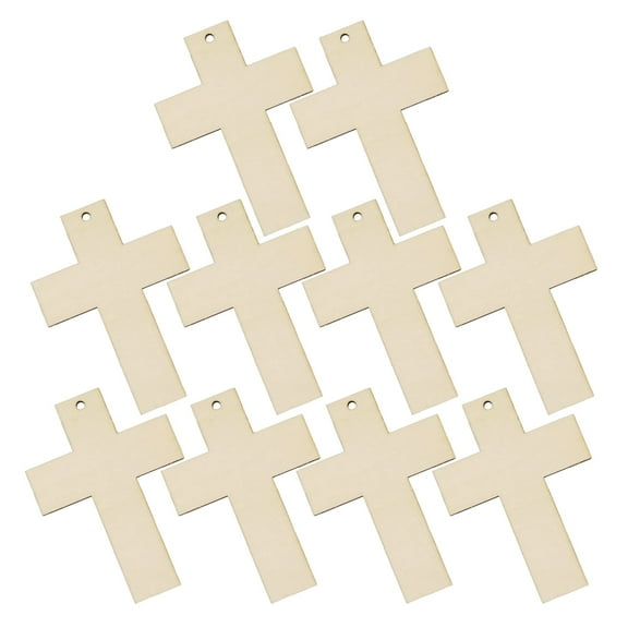 Raindrops Wooden Cross Ornaments for Home Decor, Khaki Unfinished Wood Cutouts for Crafts, Smooth , Set of