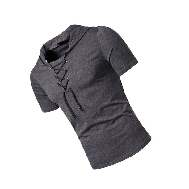 Sudadera Lisa Qarigey de Manga Corta Ligera y Transpirable Gris Oscuro M Type2 NO2