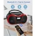 thumbnail image 4 of Portable CD Player Boombox with FM Radio,Bluetooth 5.1,Clear Sound,LCD Display,USB/AUX Input,AC/Battery Powered,CD/CD-R/CD-RW Compatible,3.5mm Headphone Jack,Sleep Timer for Home,Seniors,Kids Red, 4 of 9