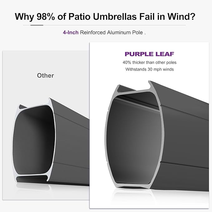 PURPLE LEAF Outdoor Cantilever Umbrellas 9' X 12' Rectangle Large Patio Umbrella Offset Umbrella with 360°Rotation Tilting And Hanging Double Top, Taupe