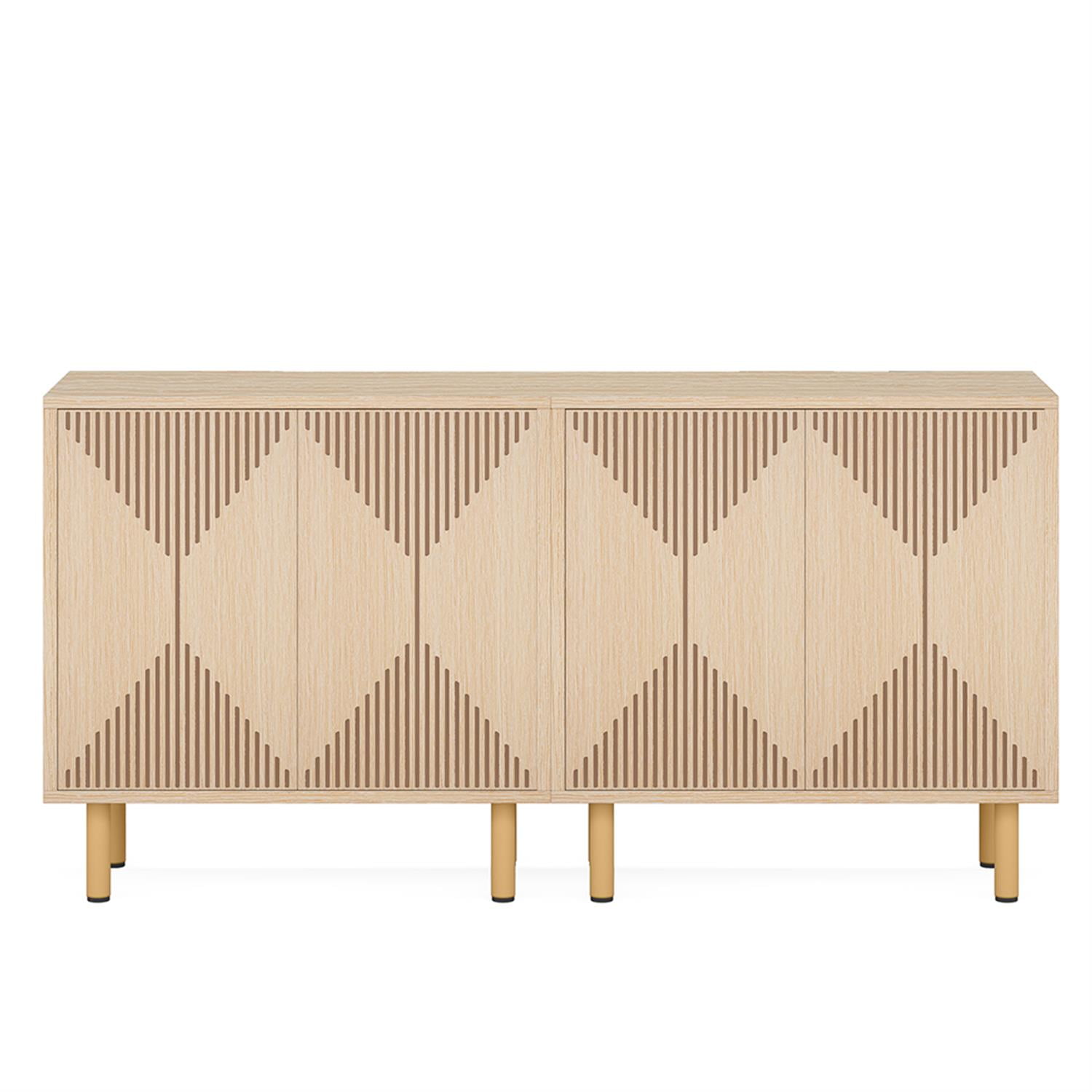 Demi Bonn 59" Sideboard Buffet Storage Cabinet, Modern Credenza Accent Cabinet with Doors, Console Coffee Bar for Kitchen Entryway Living Dining Room, Beige