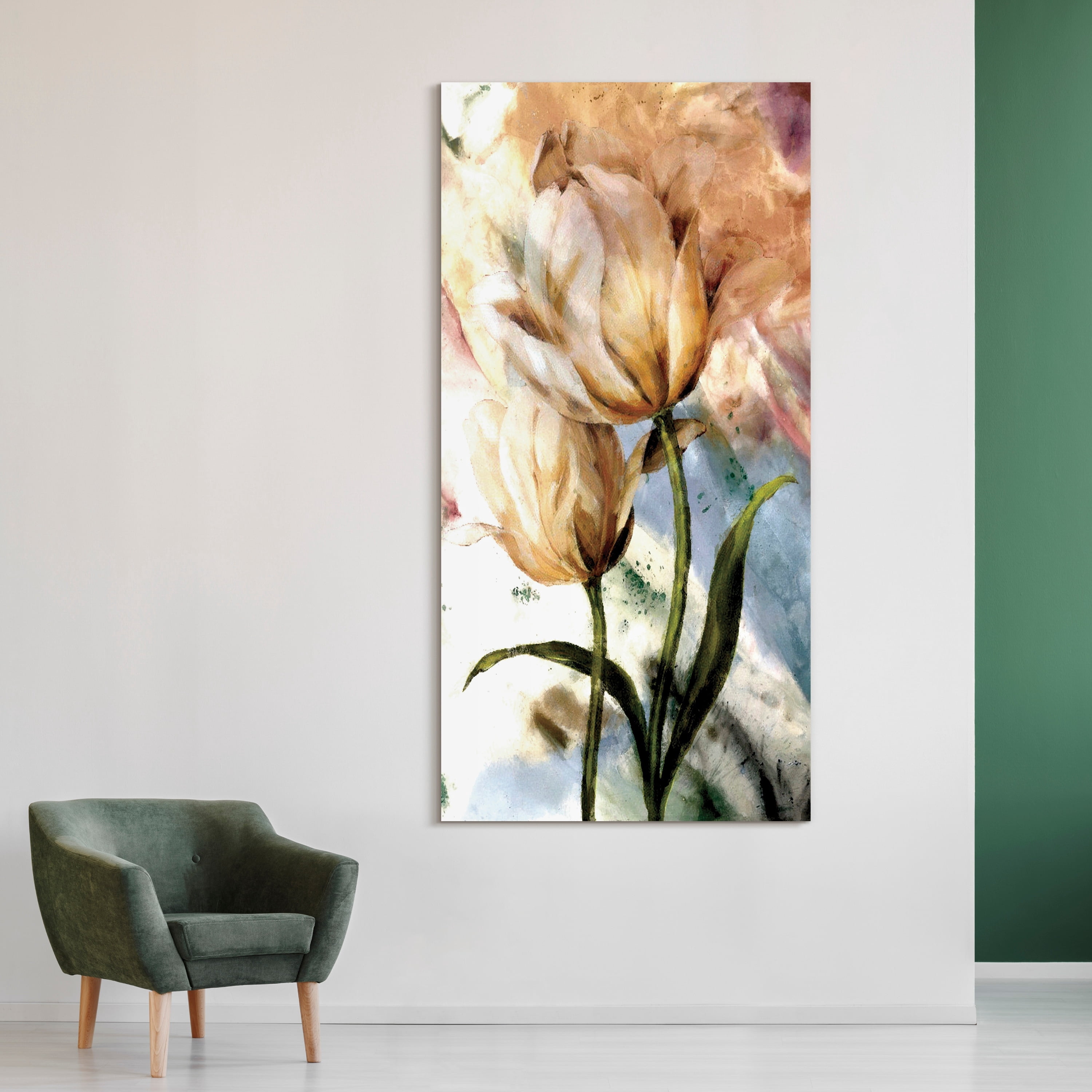 "Pastel Fleur I" Frameless Free Floating Reverse Printed Tempered Glass Wall Art