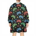 thumbnail image 2 of Wearable Oversized Blanket,Colorful Controllers Games Icons Black Pattern Wearable Blanket Hoodie for Adults,Cozy Hooded Blankets with Super Pockets,Super Warm Fuzzy Pullover for Women & Men, 2 of 6